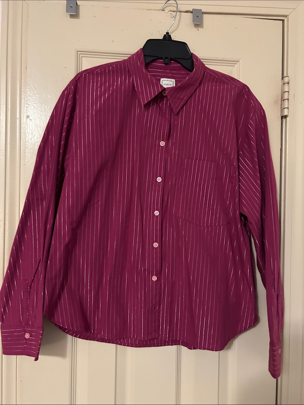 Anthropologie Fuchsia Pinstripe Button-Down Shirt